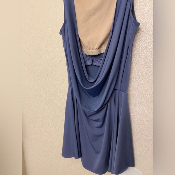 Weissman Dance Costume blue dress Matte Jersey Dress With Drape D10445 MA adult - Picture 5 of 12